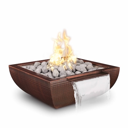 The Outdoor Plus 36 Square Avalon Fire & Water Bowl - Copper - Match Lit - Liquid Propane OPT-36AVCPFWWS-LP